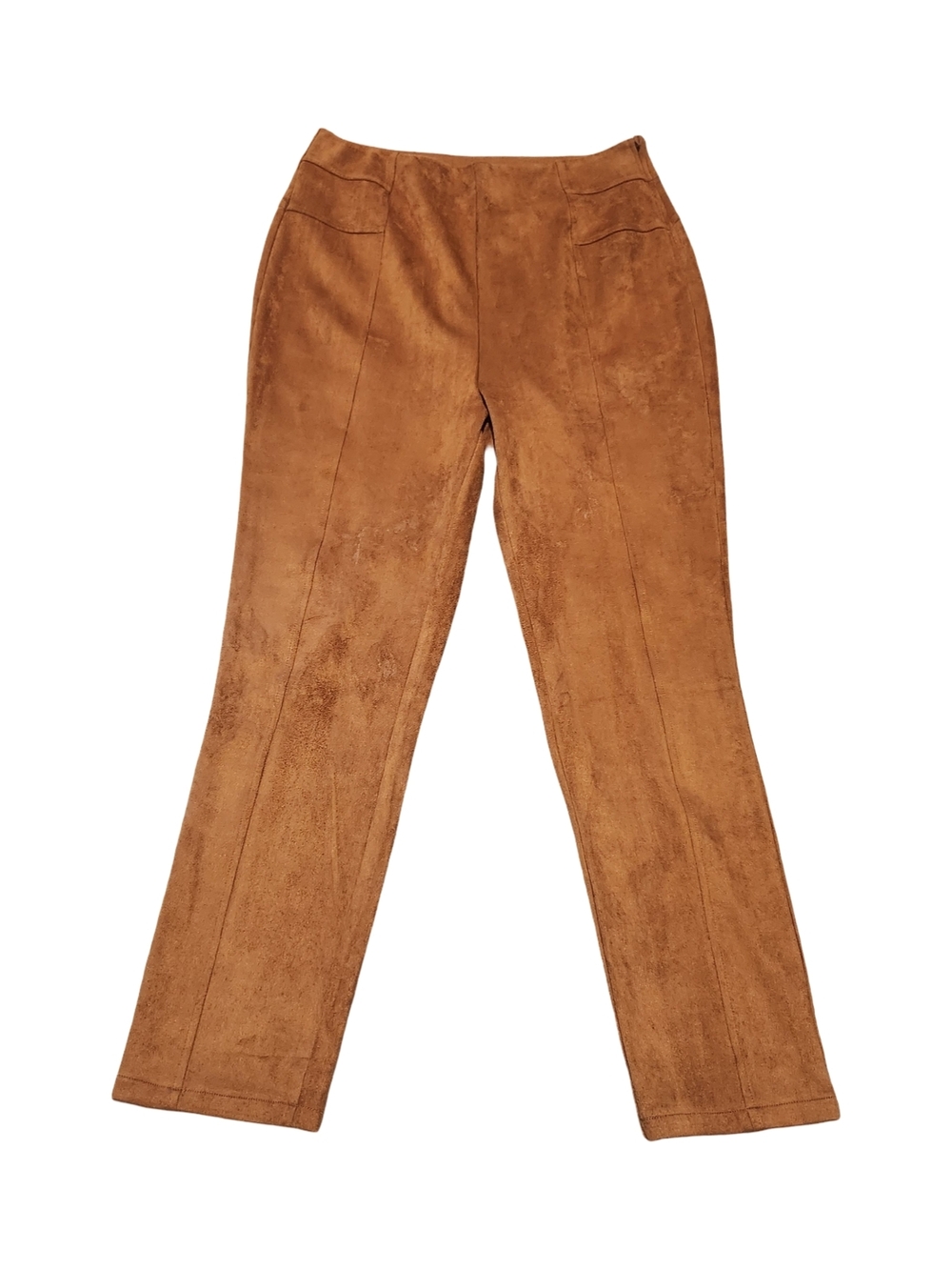 Chestnut Faux Suede Straight Leg Pants